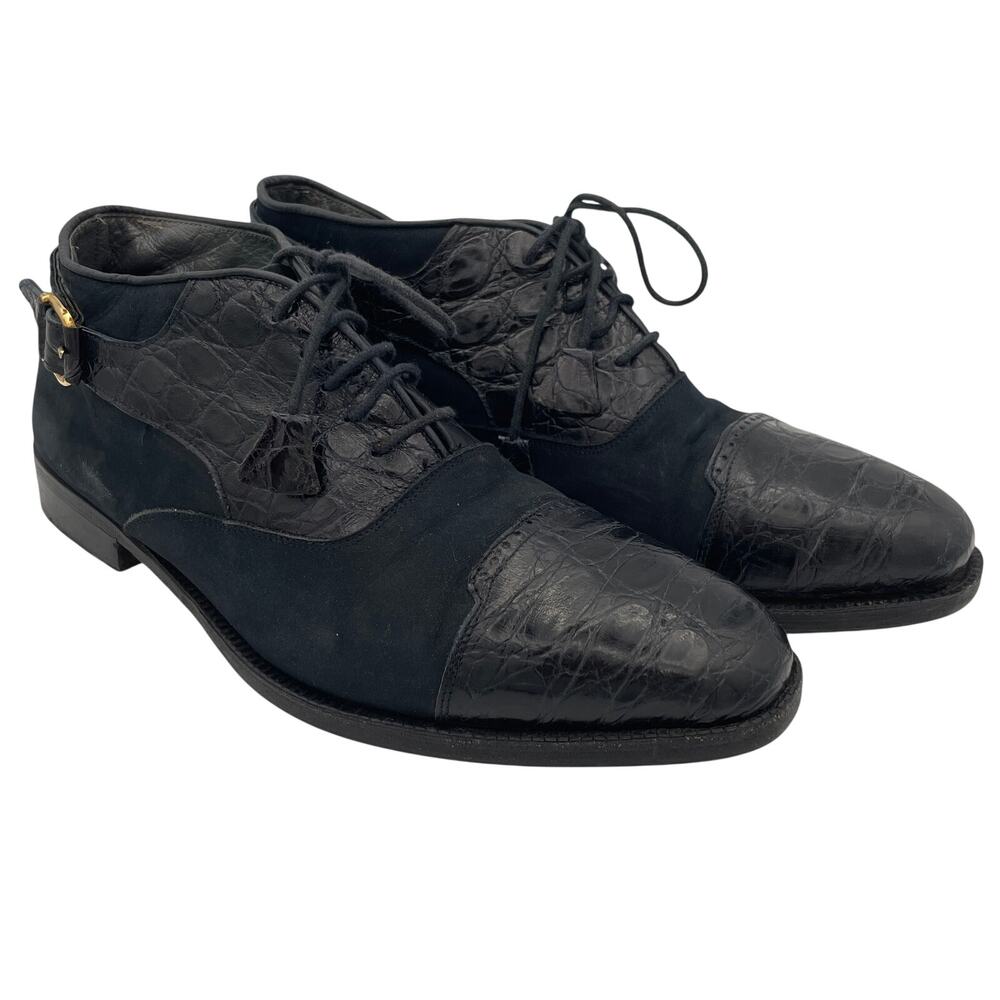 Carlo Di Nuzzo Italy Genuine Alligator and Suede Shoes Sz 8.5 Vintage Luxury